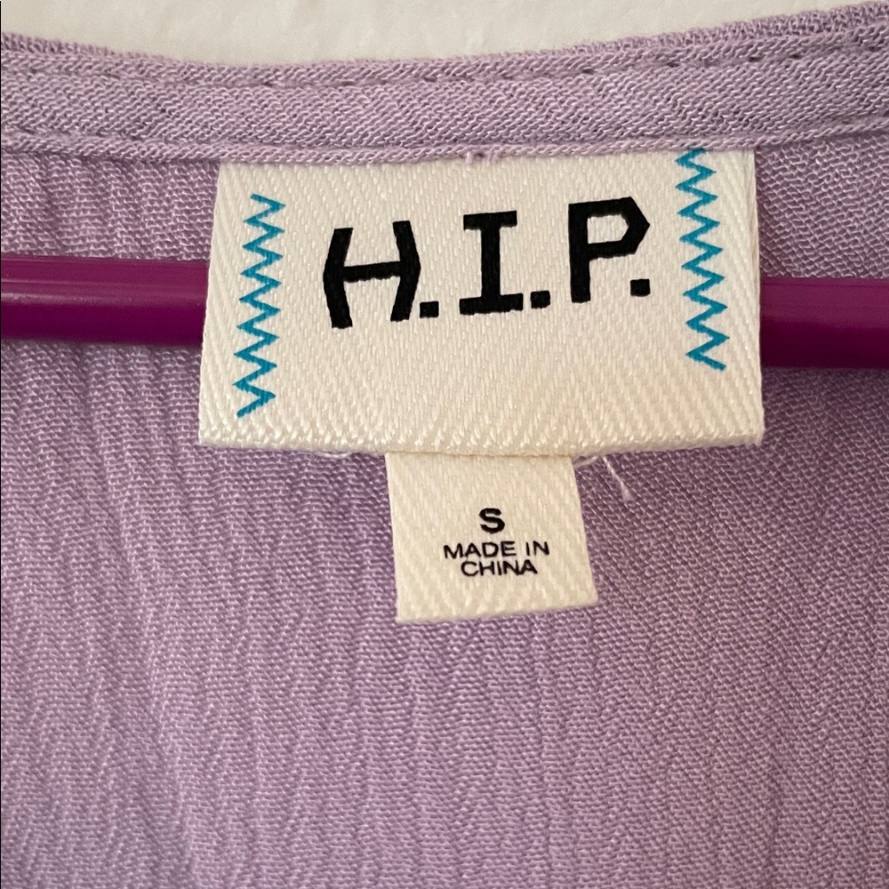 h.i.p. Mauve Button-Front Ruffle Blouse - Picture 2 of 3